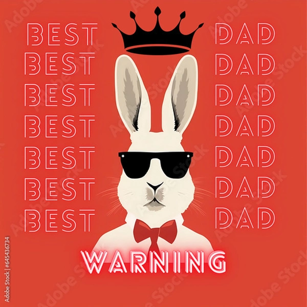 Obraz Rabbit "Warning Best Dad". Generative AI