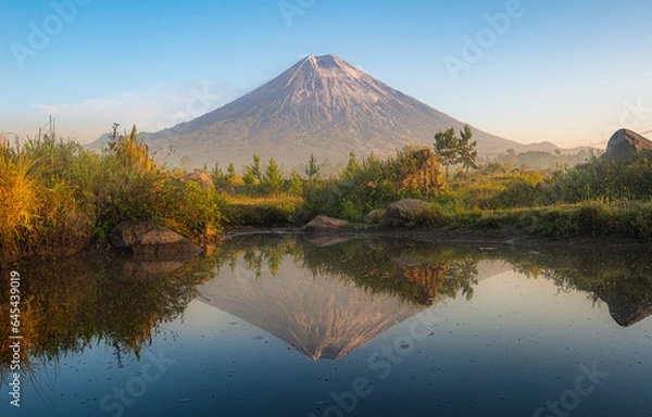 Fototapeta Semeru mountian in the beautiful morning