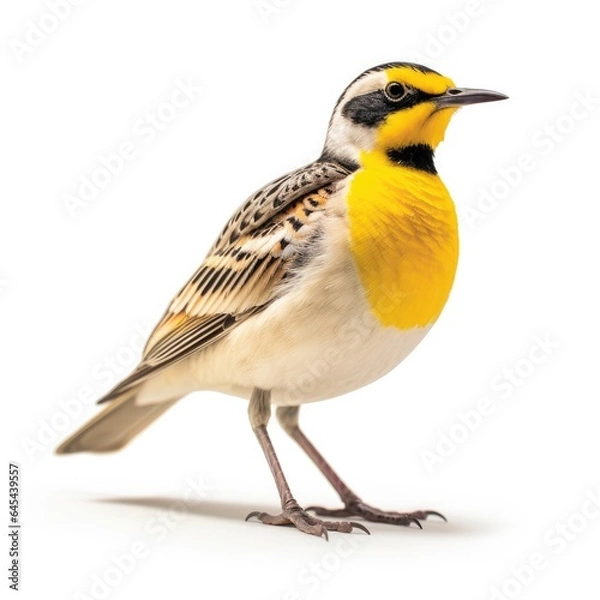 Obraz Western meadowlark bird isolated on white background.