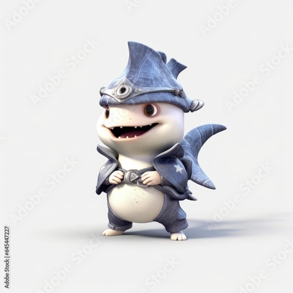 Fototapeta shark character with funny hat