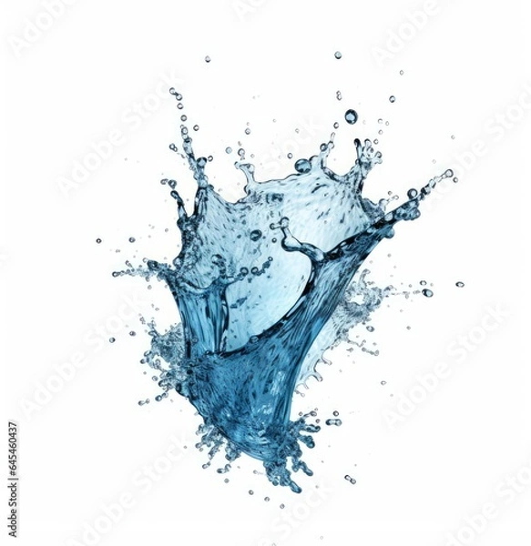 Fototapeta blue water splash isolated on white background with clipping path and full depth of field