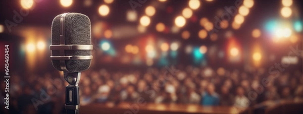 Fototapeta Retro microphone on stage