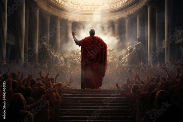 Fototapeta The Triumph of Julius Caesar: A Momentous Scene Portrays His Proclamation as Dictator, Shaping History's Course
