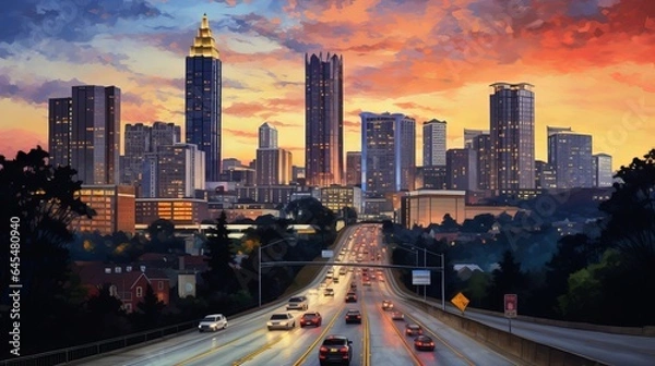 Obraz Twilight in Atlanta's downtown