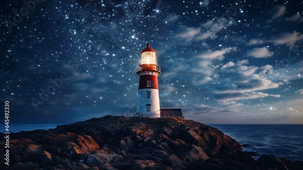 Obraz lighthouse at night