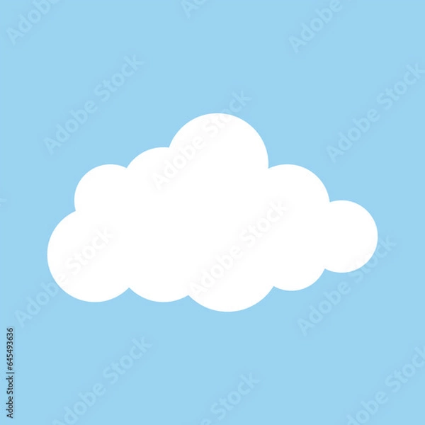 Fototapeta White fluffy cloud isolated on bright blue sky background