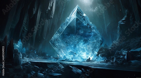Obraz Giant blue crystal inside a cave