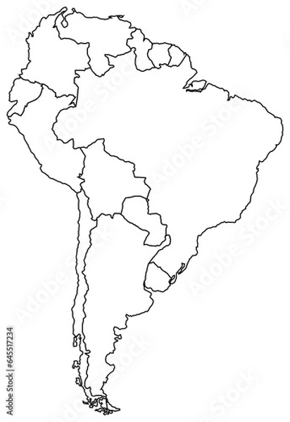 Fototapeta South America map illustration. vector file
