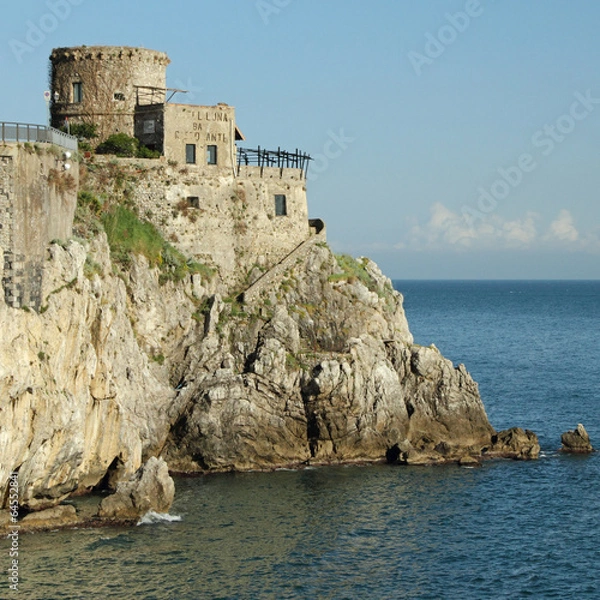 Fototapeta The ancient guard saracen  tower in Amalfi