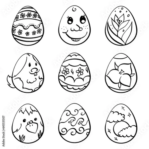 Fototapeta set of easter eggs