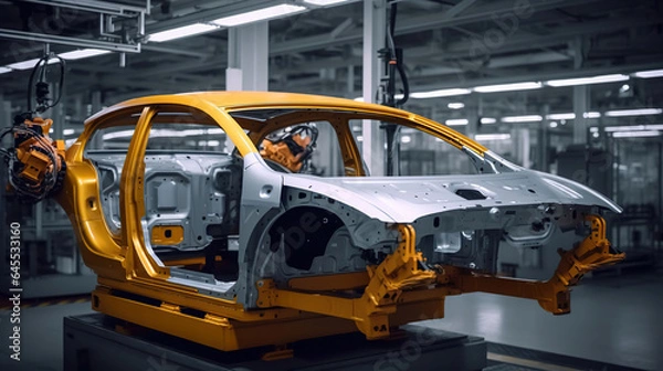 Fototapeta Automating New Car Assembly with Robotic Arms. Generative AI