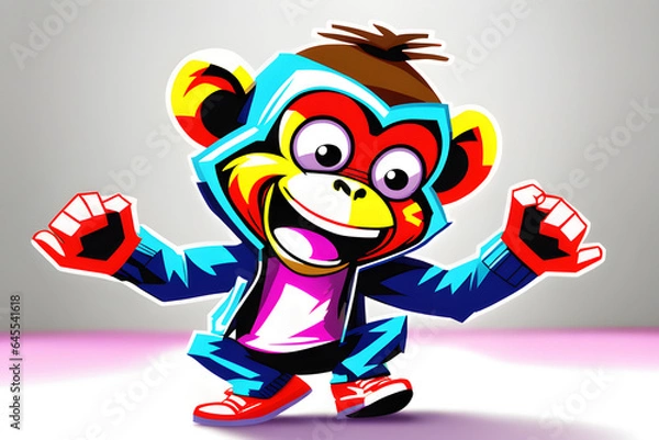 Fototapeta draw a dancing monkey.
Generative AI