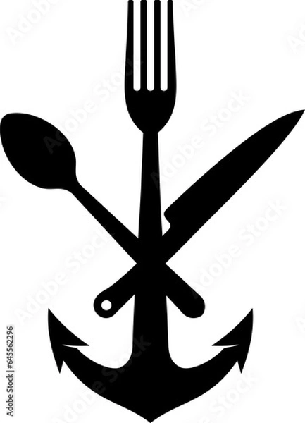 Obraz Anchor with spoon and fork and knife