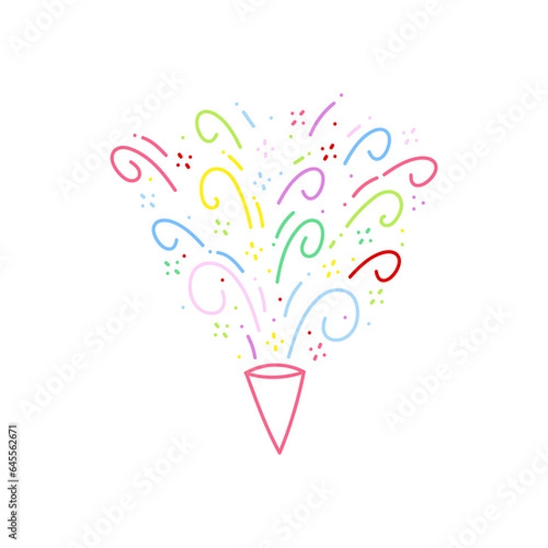 Obraz cute party popper isolated confetti explosion firecrackers celebration vector drawing illustration hand drawn style