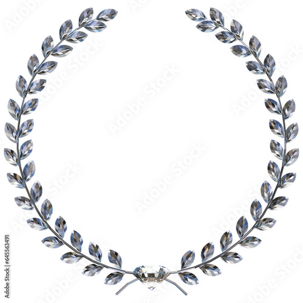 Obraz ダイヤモンドの月桂樹エンブレム　ブリリアントカット　ベクターイラストレーション