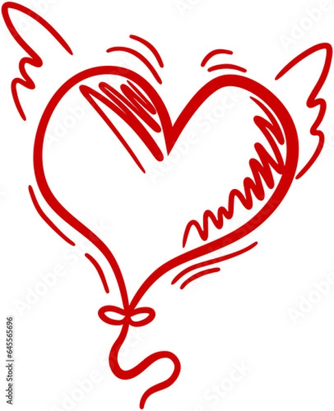 Fototapeta vector illustration collection red heart. Set vector red heart hand drawn for Valentine's Day
