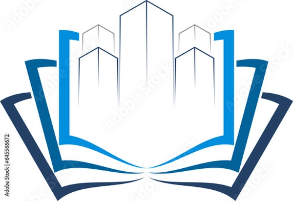 Fototapeta Open book with town tower