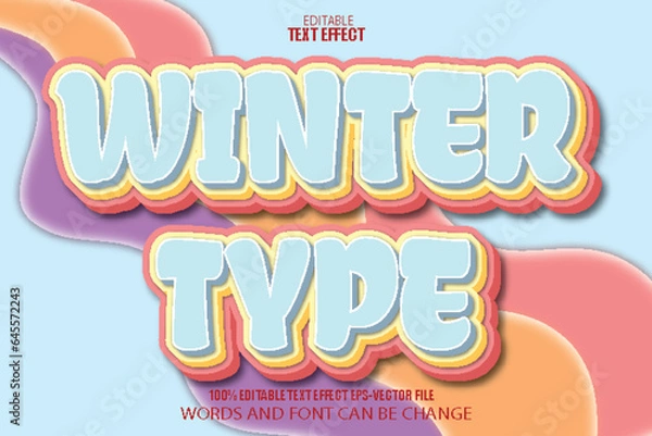 Fototapeta Winter Type Editable Text Effect 3D Cartoon Style