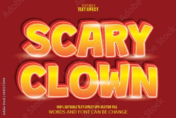 Fototapeta Scary Clown Editable Text Effect 3D Modern Style