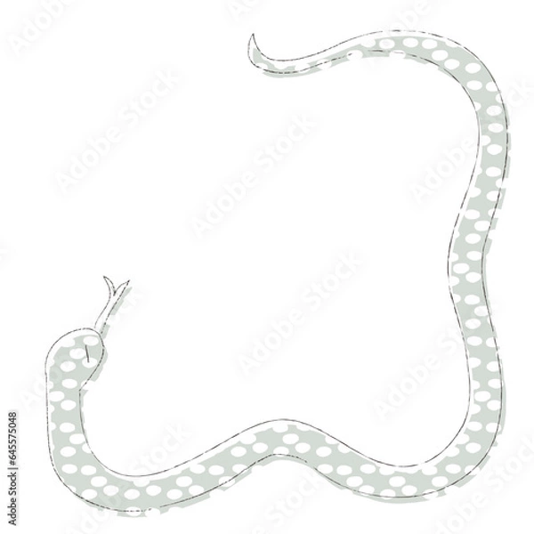 Obraz シンプルでラフなタッチで描かれたかわいい蛇の手描きベクターイラスト枠