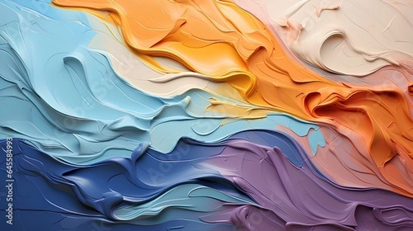 Obraz A close-up of the texture in an abstract, multicolored art painting , Generative AI