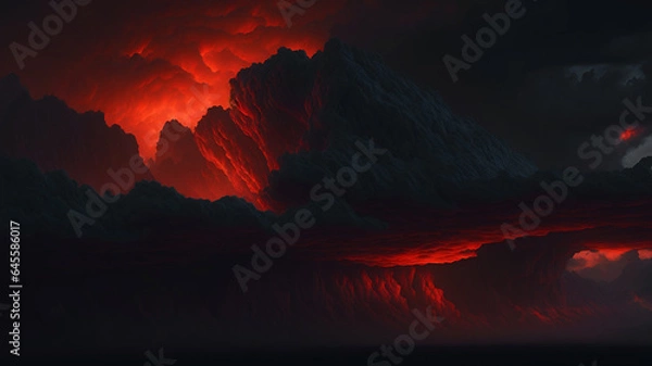 Obraz Thick apocalyptic clouds in the red sky