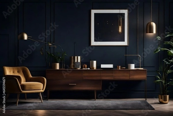 Fototapeta Mockup wall photo frame design, mockup wall design