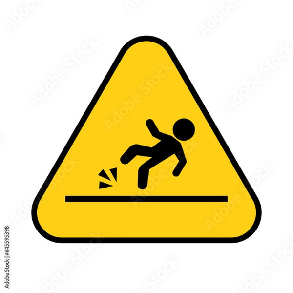 Fototapeta Caution slip sign. Caution falling down. Vector.