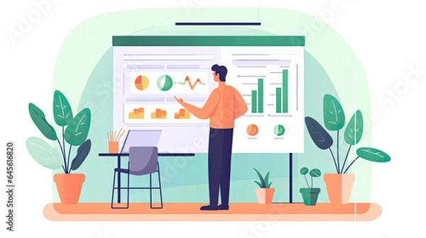 Obraz A man is giving a presentation at work