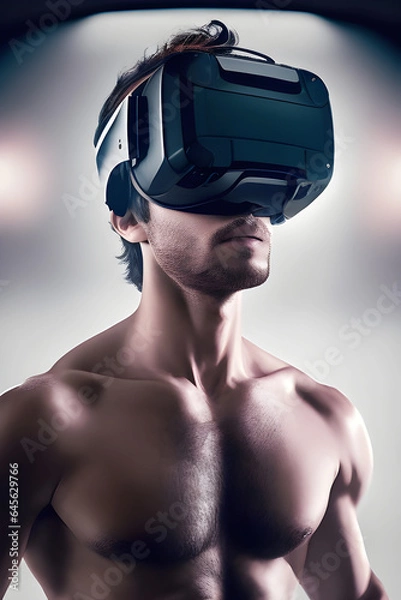 Fototapeta Free Photo futuristic virtual reality concept vr and ar technologies a man in glasses with 3d illustration Generated ai