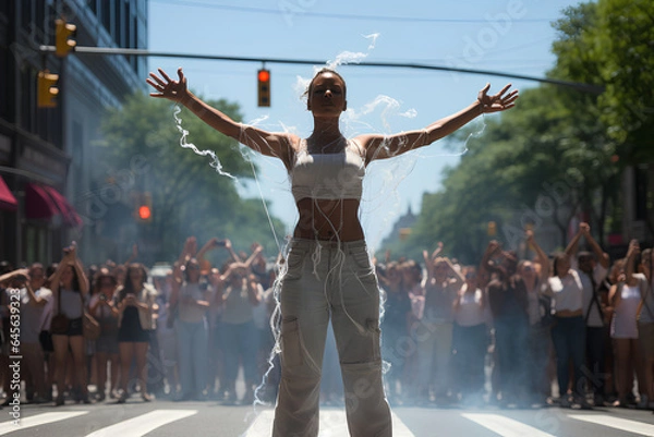 Obraz This performance uses dance, theater, or other art forms to protest against injustice. The performance is a powerful and moving work of art that calls attention to important social issues and demands 