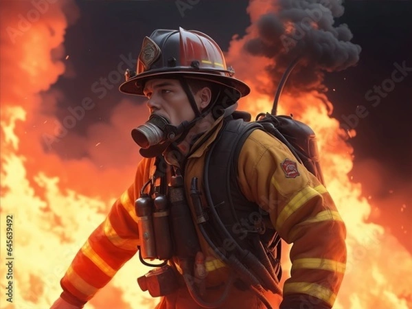 Fototapeta fireman in action