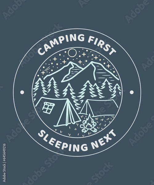 Obraz CAMPING FIRST SLEEPING NEXT ROUND ILLUSTRATION DESIGN