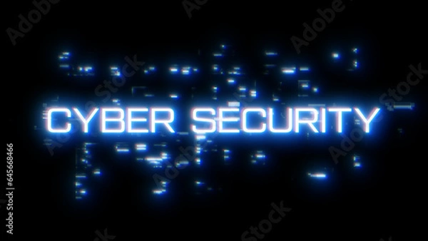 Fototapeta Cyber Security word overlay with digital glitch
