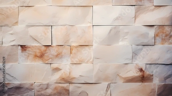 Fototapeta a wall made of squares of beige and brown marble. suitable for interior design projects, architectural presentations, and creating elegant backgrounds.