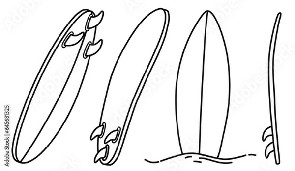 Fototapeta Hand drawn doodle of surfboard isolated on white background. vector illustration