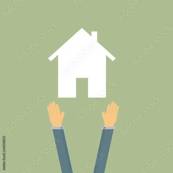 Obraz business hand holding home,vector