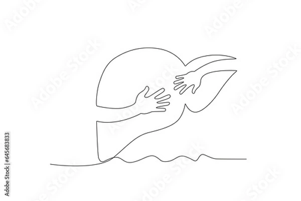 Obraz continuing the vector lines of the world hepatitis day concept for hands and hearts
