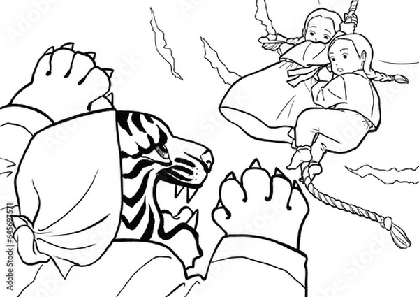 Obraz 韓国の民話の塗り絵