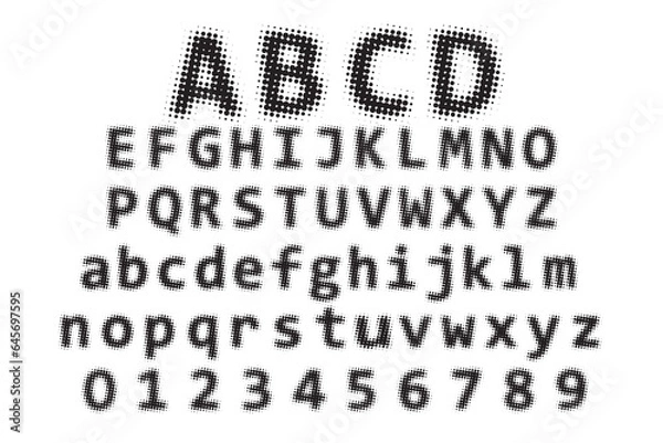 Fototapeta Vintage halftone display font alphabet