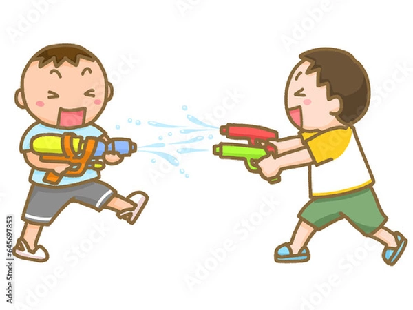 Obraz 水鉄砲で遊ぶ子供たち
