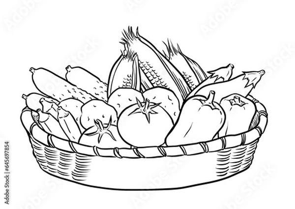 Obraz 夏野菜の塗り絵