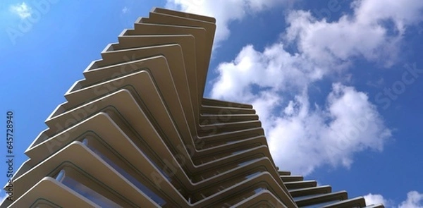 Obraz Architectural proposition of modern apartment building exterior for the client from Bulgaria. 3d rendering.