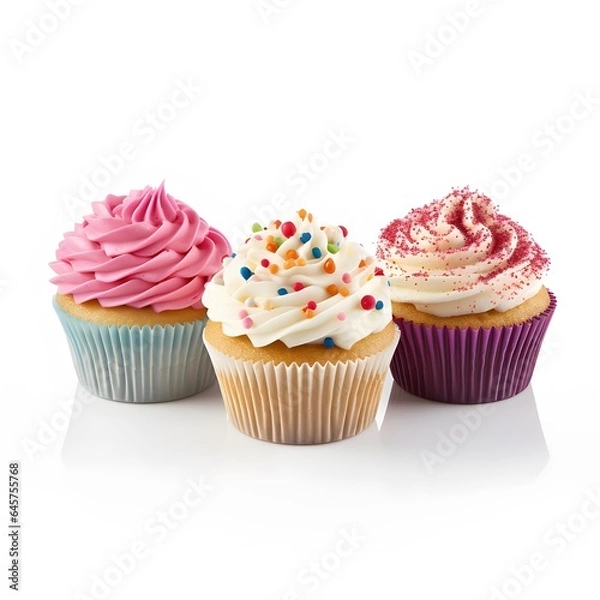 Fototapeta cupcakes with icing isolated on white background