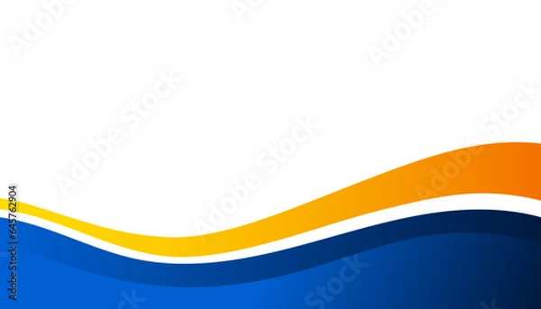 Fototapeta Abstract blue and yellow wavy business style background. Vector illustration