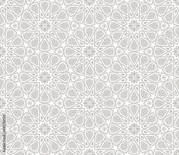 Fototapeta Arabesque Ornament Pattern, Light Grey Background, Vector Illustration