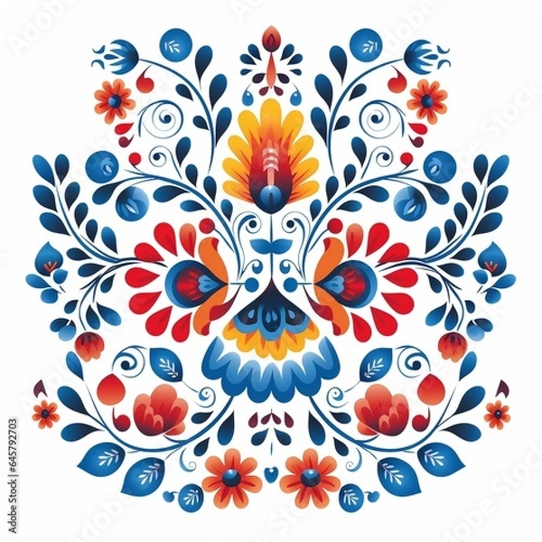Obraz Hungarian folk vector motif white background 