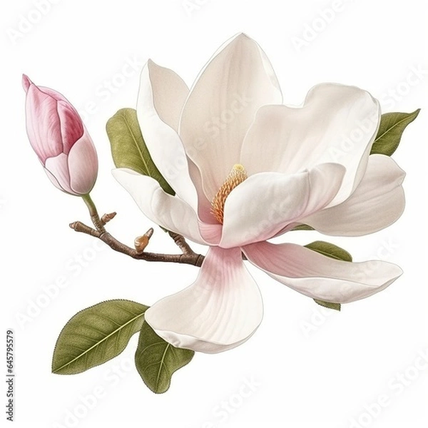 Obraz Magnolia magnolia white background 