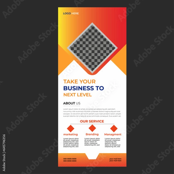 Obraz Roll up banner design template, vertical, abstract background, pull up design, modern x-banner, rectangle size.
