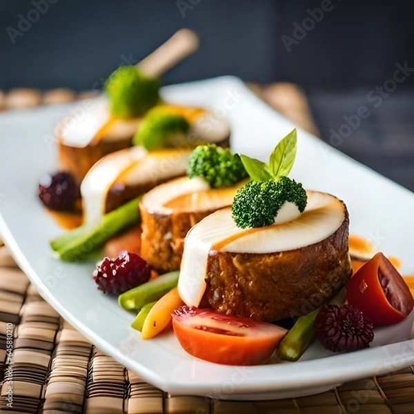 Obraz salad with salmon and vegetables